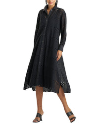 Natori Round Eyelet Oversized Shirt Dress