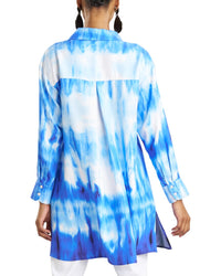 Natori Natori Santorini Printed Silk-Blend Oversized Shirt