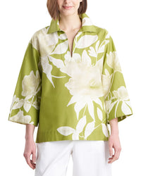 Natori Natori Andora Printed Poplin Kimono Shirt