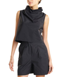Natori Techno Poplin Cowl Neck Top