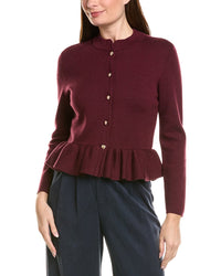 Bruno Magli Merino Wool Peplum Sweater Jacket