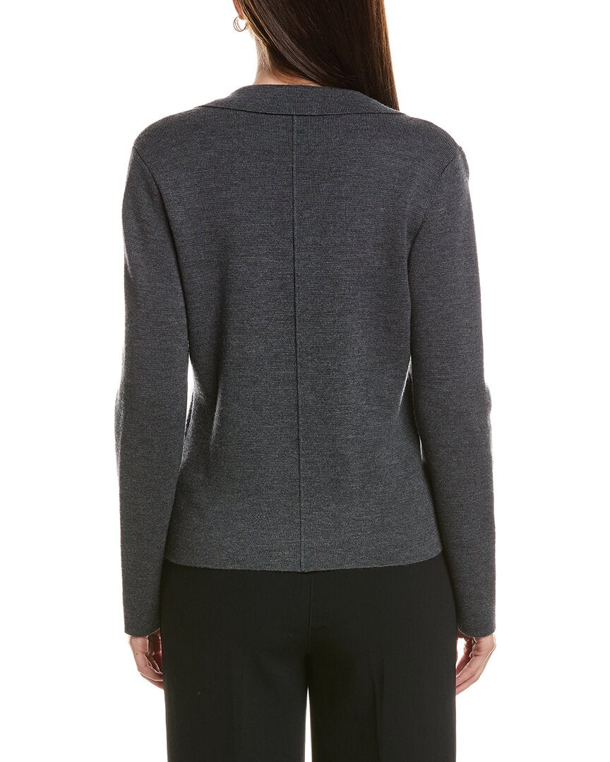 Bruno Magli Contrast Trim V-Neck Wool Cardigan