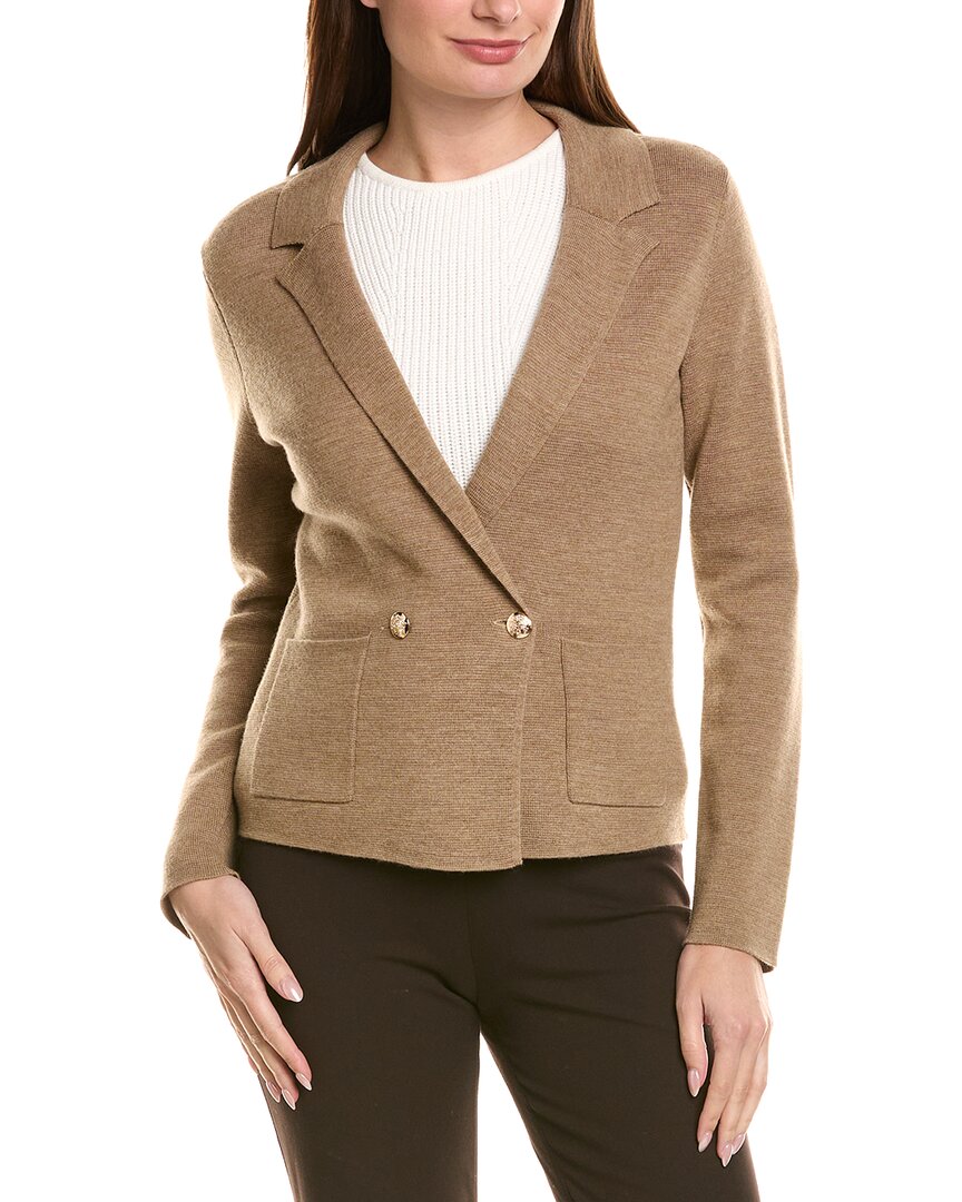 Bruno Magli Contrast Trim V-Neck Wool Cardigan