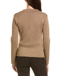 Bruno Magli Contrast Trim V-Neck Wool Cardigan