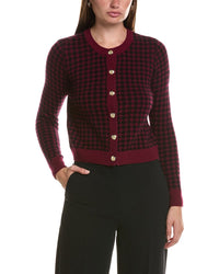 Bruno Magli Houndstooth Crewneck Wool & Cashmere-Blend Cardigan