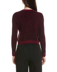 Bruno Magli Houndstooth Crewneck Wool & Cashmere-Blend Cardigan