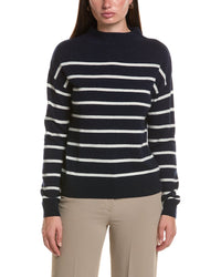 Bruno Magli Jersey Striped Funnel Neck Wool & Cashmere-Blend Sweater
