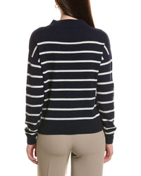 Bruno Magli Jersey Striped Funnel Neck Wool & Cashmere-Blend Sweater