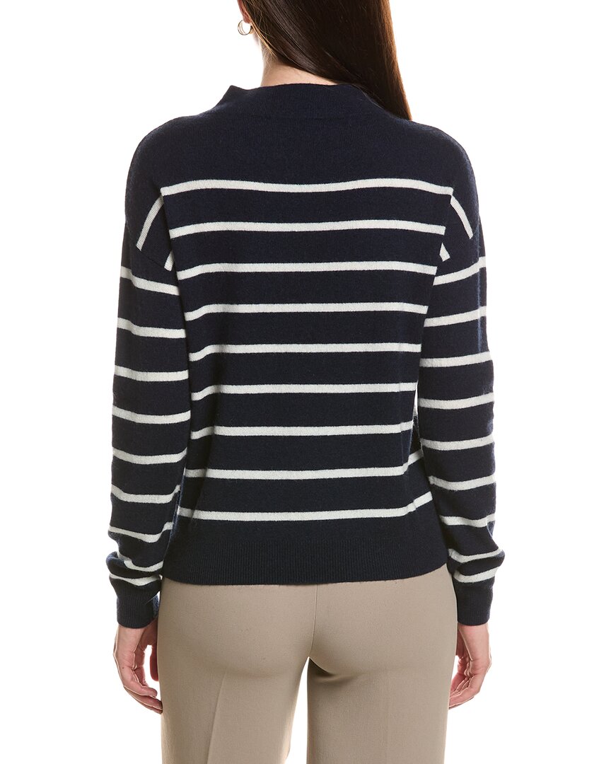 Bruno Magli Jersey Striped Funnel Neck Wool & Cashmere-Blend Sweater