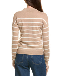 Bruno Magli Jersey Striped Funnel Neck Wool & Cashmere-Blend Sweater