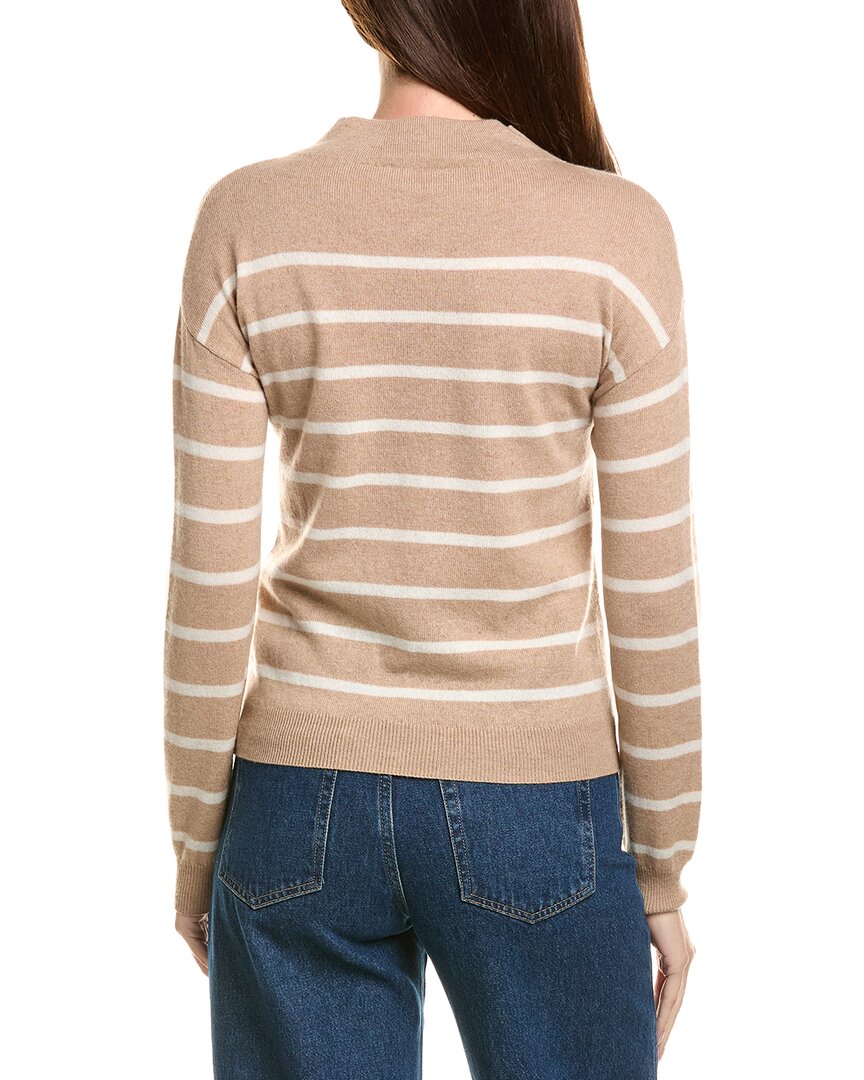 Bruno Magli Jersey Striped Funnel Neck Wool & Cashmere-Blend Sweater