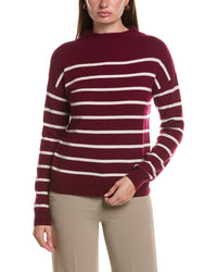 Bruno Magli Jersey Striped Funnel Neck Wool & Cashmere-Blend Sweater