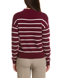 Bruno Magli Jersey Striped Funnel Neck Wool & Cashmere-Blend Sweater