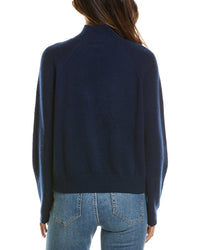 Forte Cashmere Mix Stitch Raglan Mock Neck 100% Cashmere Sweater