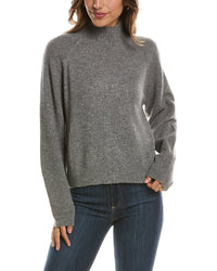 Forte Cashmere Mix Stitch Raglan Mock Neck 100% Cashmere Sweater