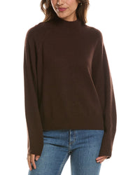 Forte Cashmere Mix Stitch Raglan Mock Neck 100% Cashmere Sweater