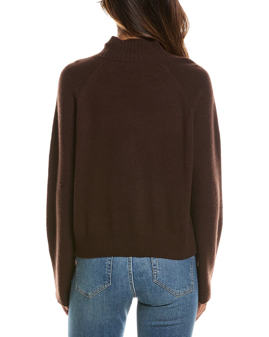 Forte Cashmere Mix Stitch Raglan Mock Neck 100% Cashmere Sweater
