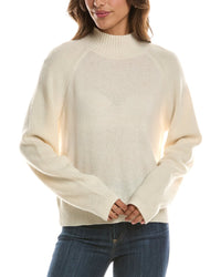 Forte Cashmere Mix Stitch Raglan Mock Neck 100% Cashmere Sweater