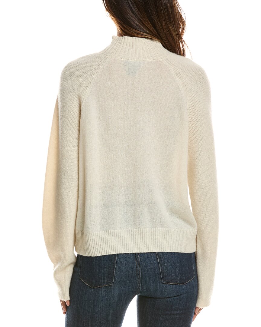 Forte Cashmere Mix Stitch Raglan Mock Neck 100% Cashmere Sweater