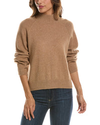 Forte Cashmere Mix Stitch Raglan Mock Neck 100% Cashmere Sweater