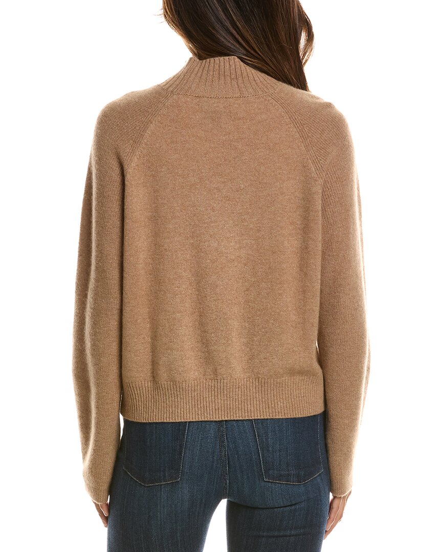 Forte Cashmere Mix Stitch Raglan Mock Neck 100% Cashmere Sweater