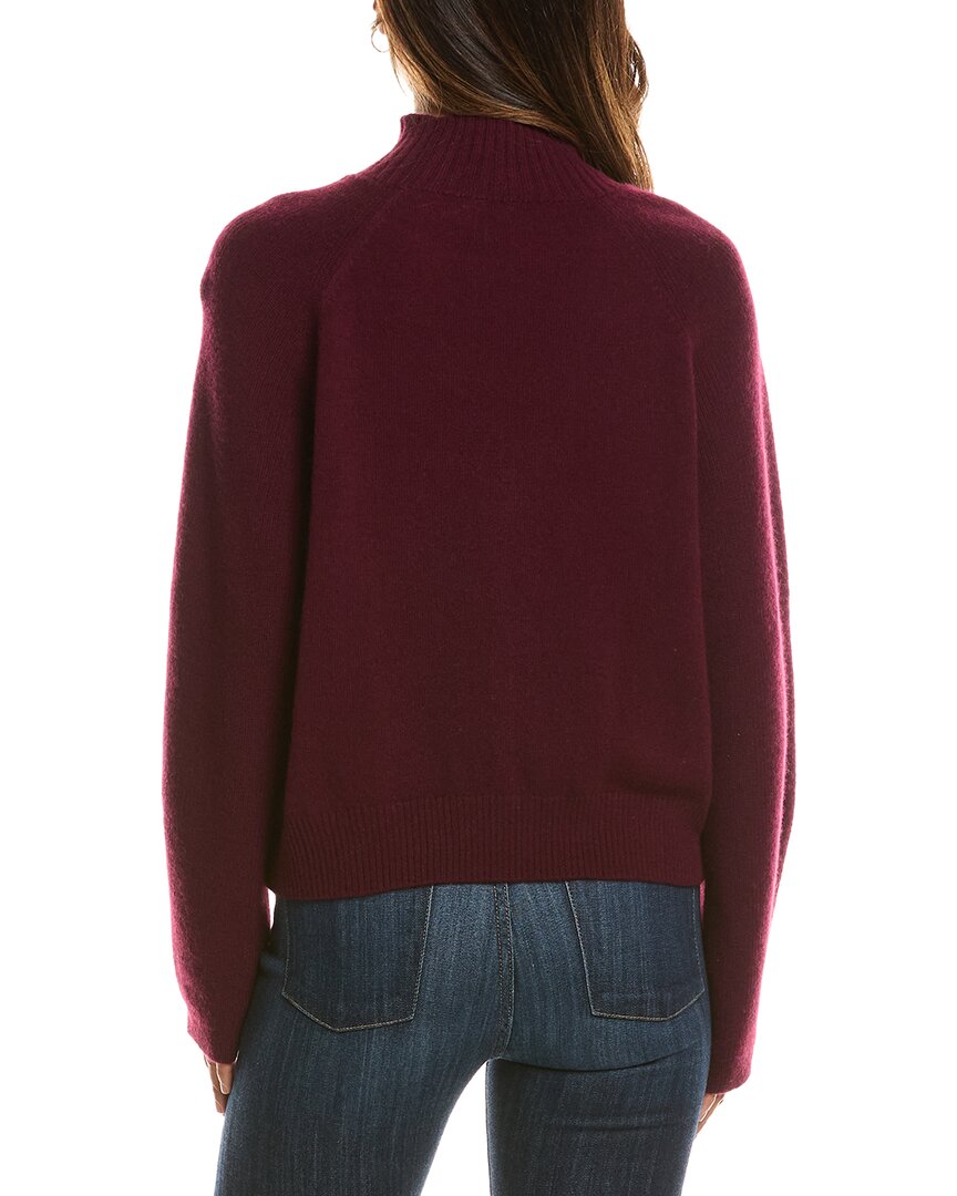 Forte Cashmere Mix Stitch Raglan Mock Neck 100% Cashmere Sweater