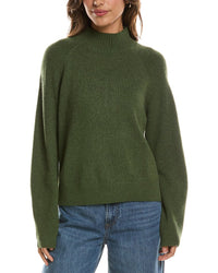 Forte Cashmere Mix Stitch Raglan Mock Neck 100% Cashmere Sweater