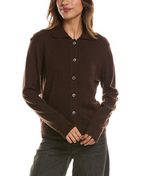 Forte Cashmere Rib Trim Wool & Cashmere-Blend Polo Cardigan