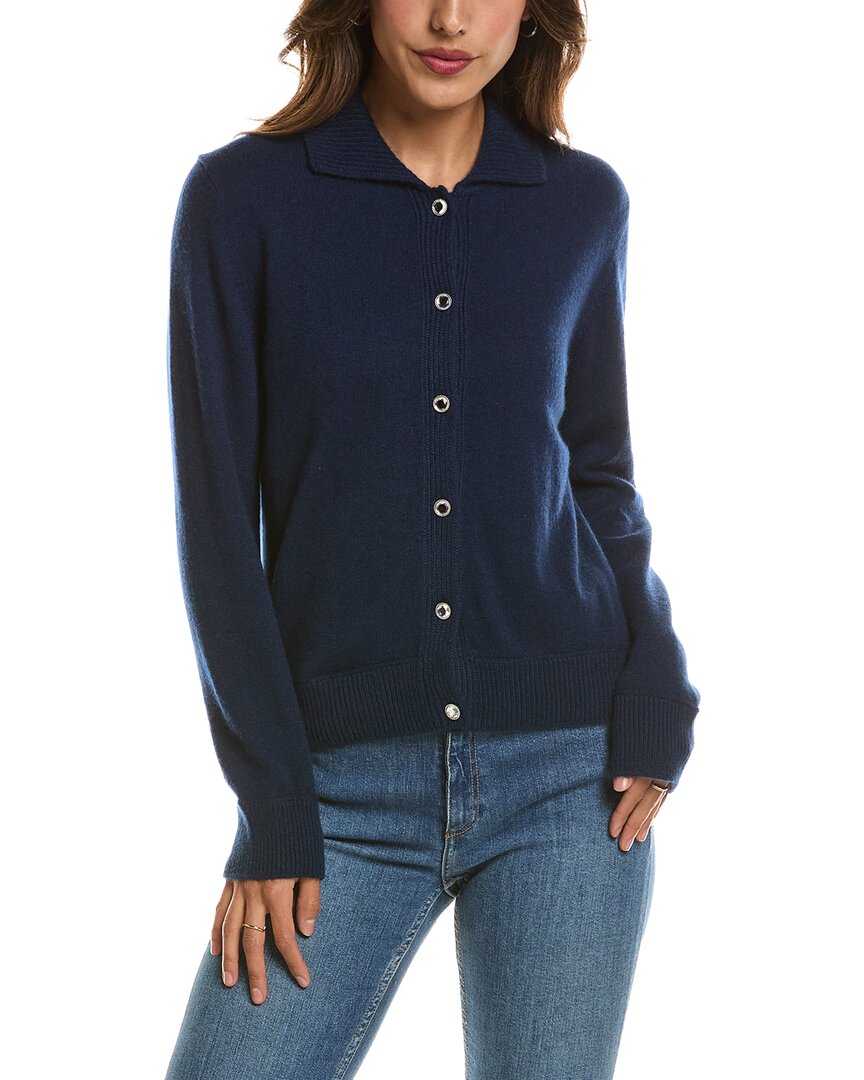 Forte Cashmere Rib Trim Wool & Cashmere-Blend Polo Cardigan
