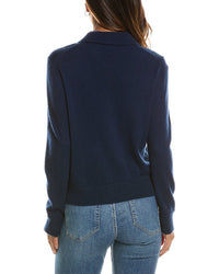 Forte Cashmere Rib Trim Wool & Cashmere-Blend Polo Cardigan