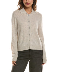 Forte Cashmere Rib Trim Wool & Cashmere-Blend Polo Cardigan