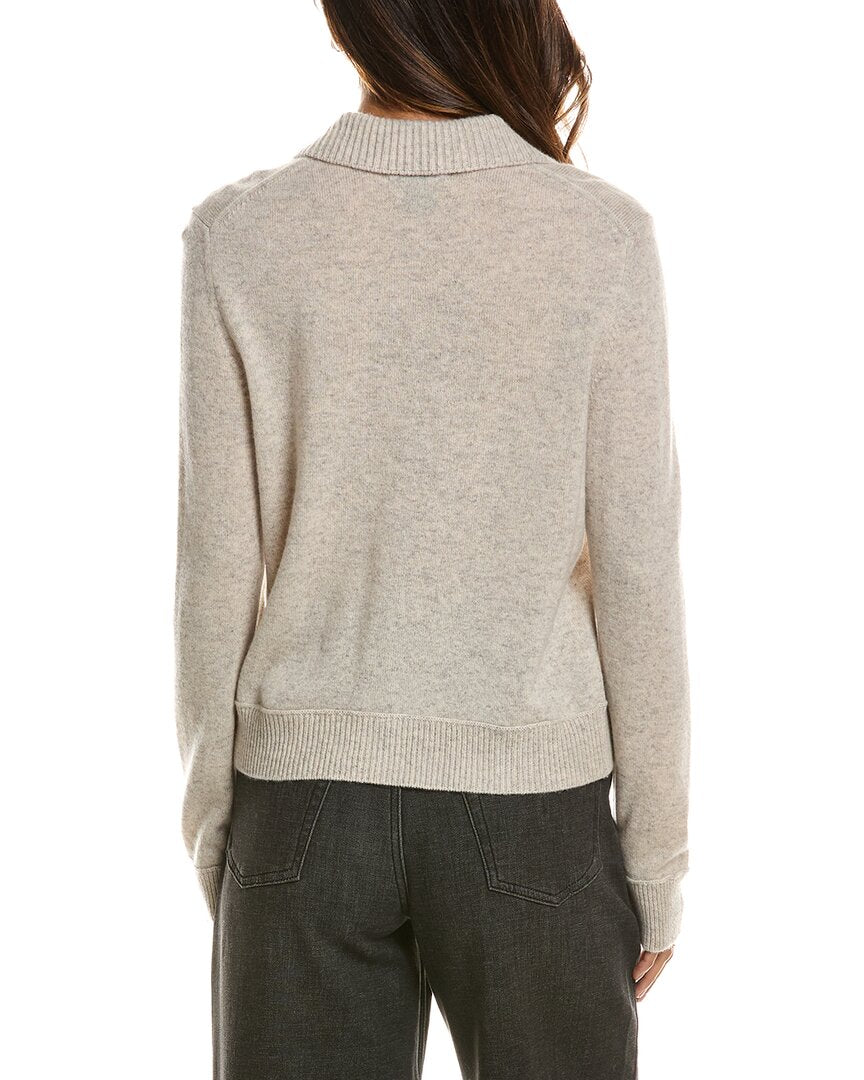 Forte Cashmere Rib Trim Wool & Cashmere-Blend Polo Cardigan
