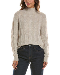 Forte Cashmere Cable Mock Neck 100% Cashmere Sweater