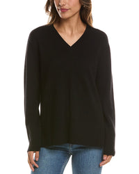Forte Cashmere Hi Low Easy V-Neck 100% Cashmere Sweater