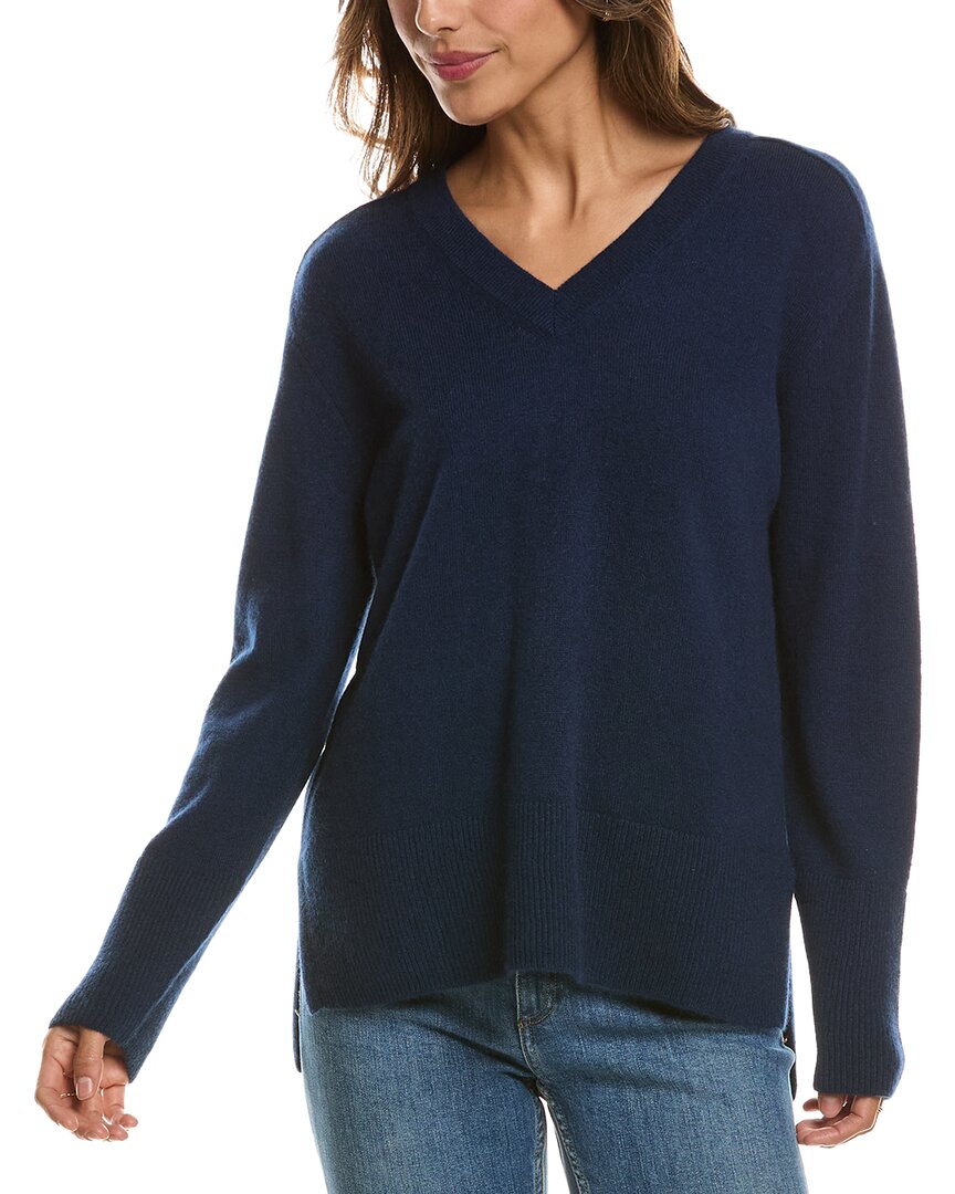 Forte Cashmere Hi Low Easy V-Neck 100% Cashmere Sweater