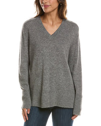 Forte Cashmere Hi Low Easy V-Neck 100% Cashmere Sweater