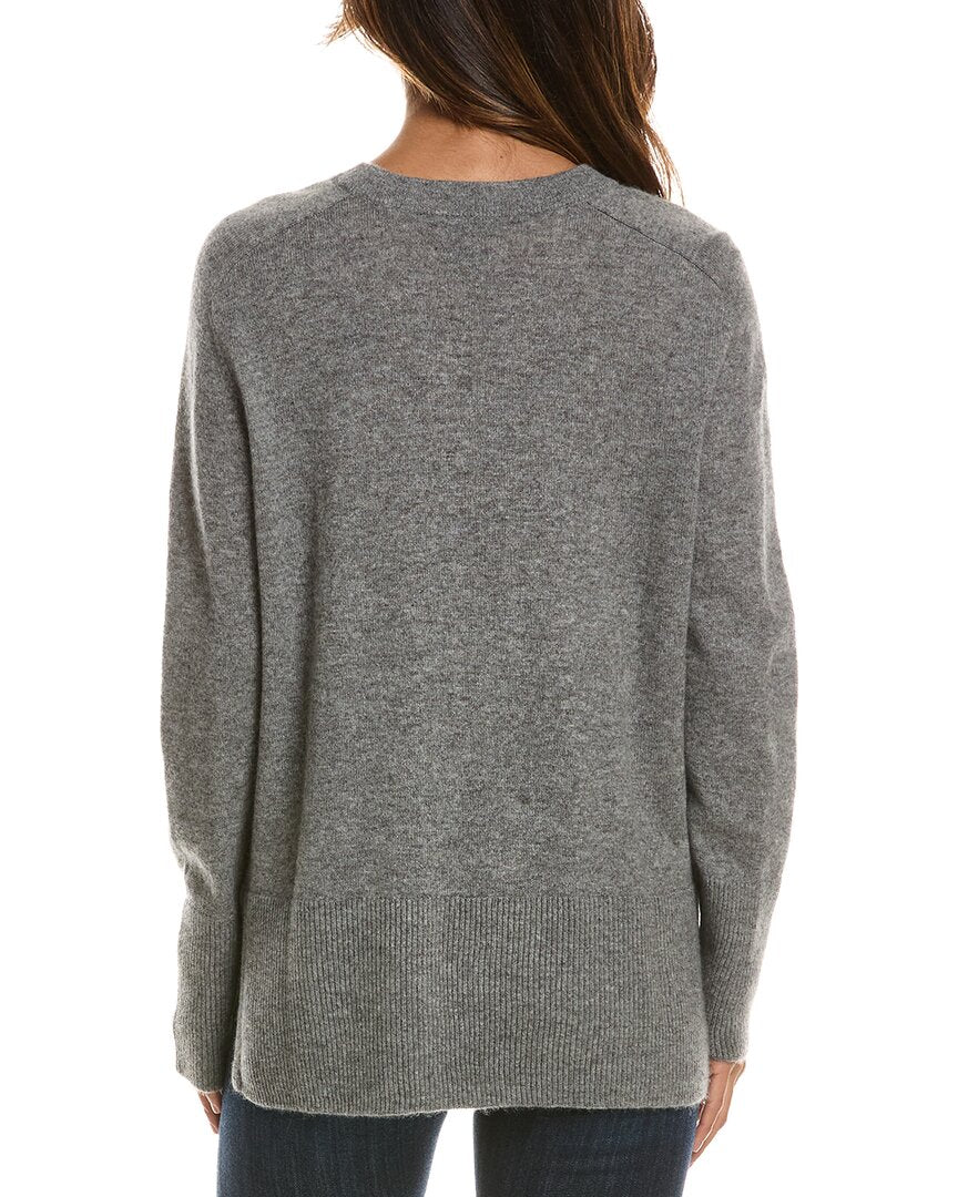 Forte Cashmere Hi Low Easy V-Neck 100% Cashmere Sweater