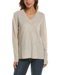 Forte Cashmere Hi Low Easy V-Neck 100% Cashmere Sweater