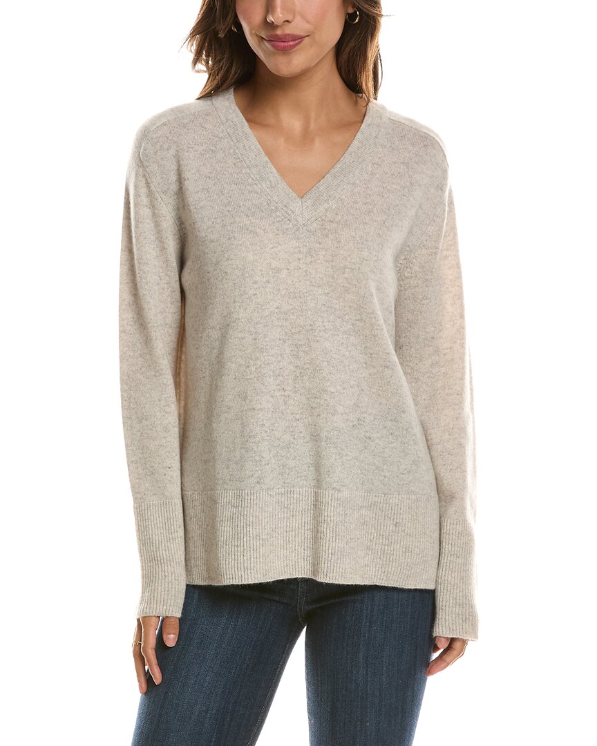 Forte Cashmere Hi Low Easy V-Neck 100% Cashmere Sweater