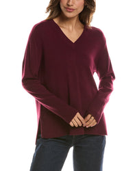 Forte Cashmere Hi Low Easy V-Neck 100% Cashmere Sweater