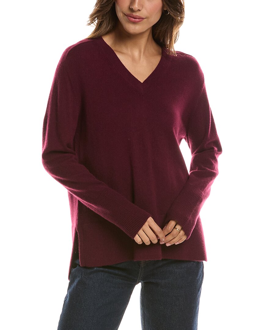 Forte Cashmere Hi Low Easy V-Neck 100% Cashmere Sweater