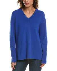 Forte Cashmere Hi Low Easy V-Neck 100% Cashmere Sweater