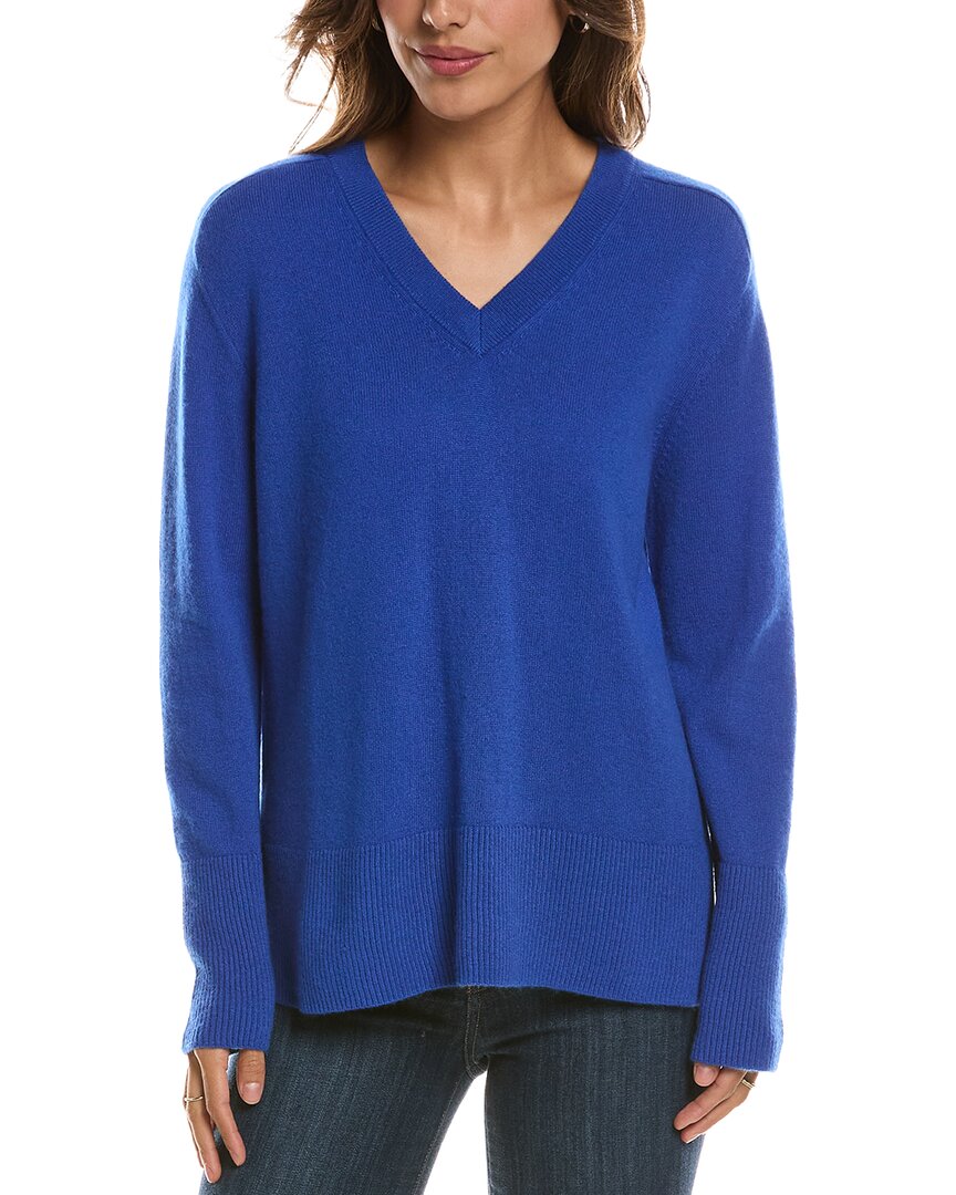Forte Cashmere Hi Low Easy V-Neck 100% Cashmere Sweater