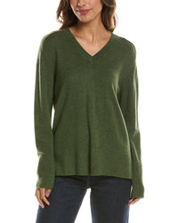 Forte Cashmere Hi Low Easy V-Neck 100% Cashmere Sweater