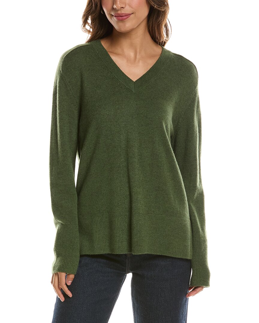 Forte Cashmere Hi Low Easy V-Neck 100% Cashmere Sweater