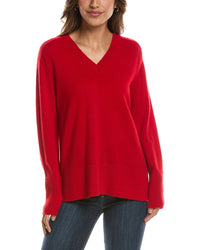 Forte Cashmere Hi Low Easy V-Neck 100% Cashmere Sweater