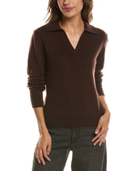 Forte Cashmere Split Neck 100% Cashmere Polo Sweater