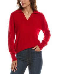 Forte Cashmere Split Neck 100% Cashmere Polo Sweater