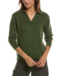 Forte Cashmere Split Neck 100% Cashmere Polo Sweater