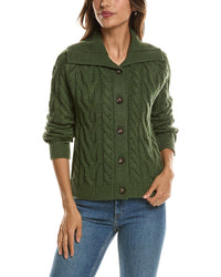 Forte Cashmere Luxe Cable Wool & Cashmere-Blend Cardigan